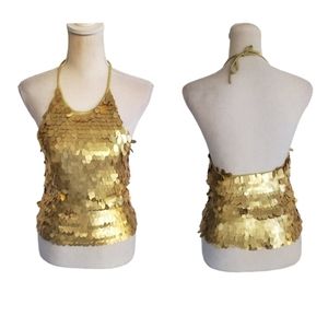 Rimini by Shaw Gold Sequin Halter Top